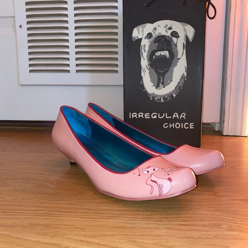 Irregular Choice Pink Cat kitten heels RARE EUC 41